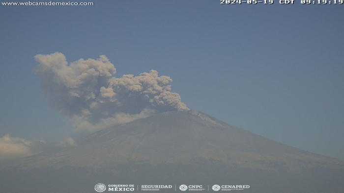 Cenapred detecta 49 exhalaciones del Popocatépetl