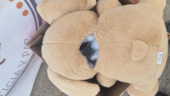 Binomio canino de la Guardia Nacional descubre aparente crystal oculto en muñeco de peluche