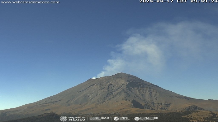 Volcán emite 69 exhalaciones y 14 minutos de tremor