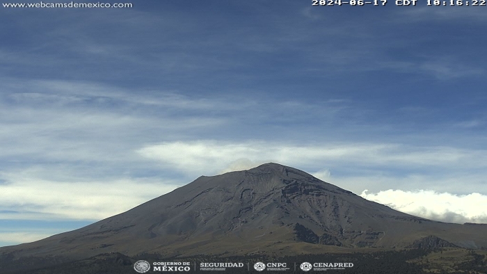 Se detectaron 12 exhalaciones de baja intensidad en el Popocatépetl