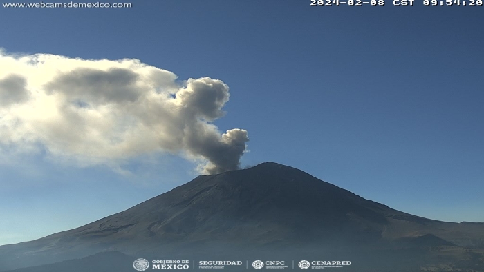 Popocatépetl emite 1 411 minutos de tremor