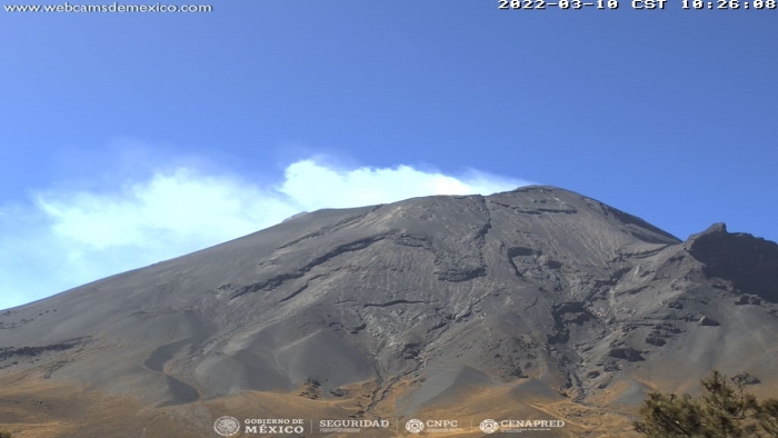 Se reportan 25 exhalaciones y un sismo volcanotectónico en el Popocatépetl