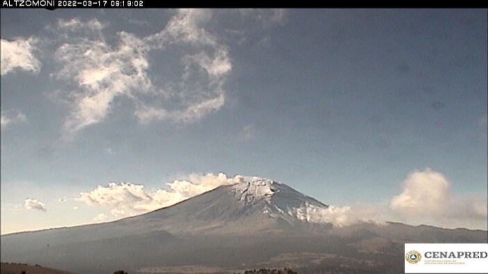 Los sistemas de monitoreo detectaron 45 exhalaciones en el Popocatépetl