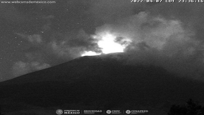 Se registraron 197 minutos de tremor y cuatro exhalaciones de baja intensidad en el Popocatépetl