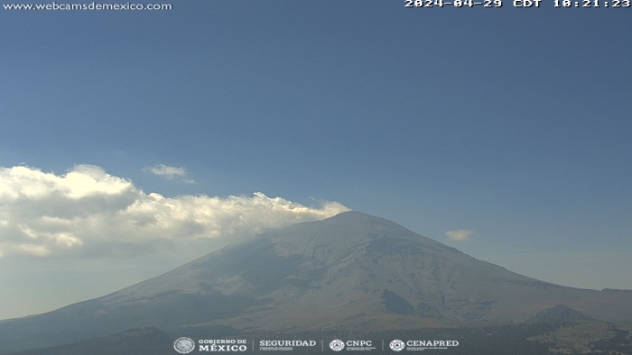 Volcán presenta 104 exhalaciones acompañadas de vapor de agua