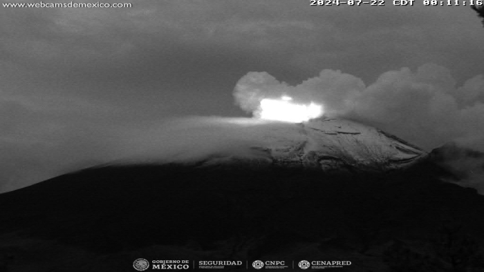 CENAPRED detecta 27 exhalaciones del Popocatépetl