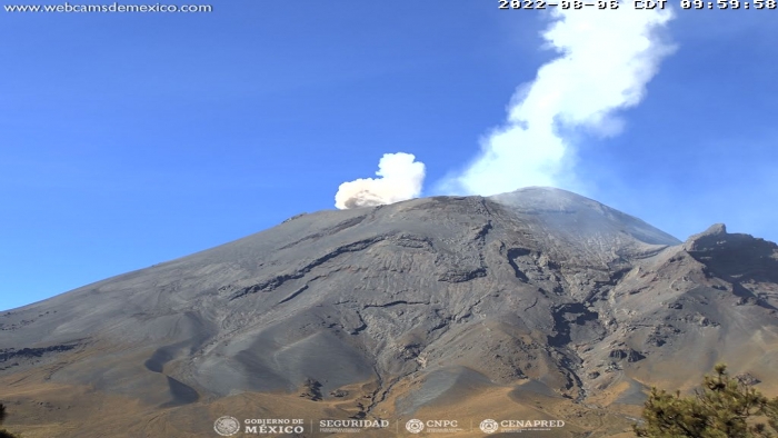 Emite Popocatépetl 72 exhalaciones de baja intensidad