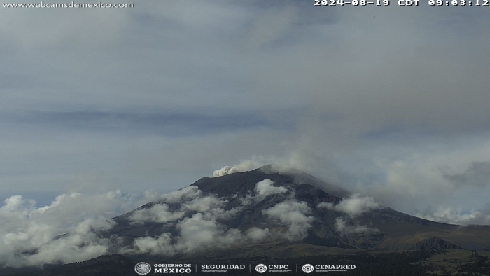 En las últimas 24 horas se detectaron 105 exhalaciones del Popocatépetl