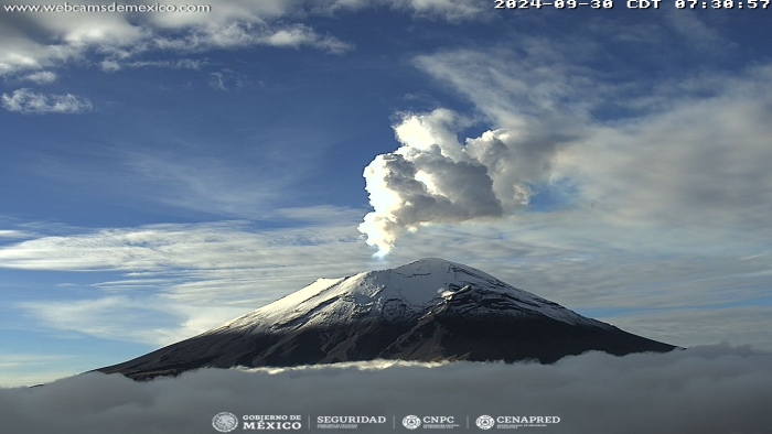 Popocatépetl inicia semana con 30 exhalaciones