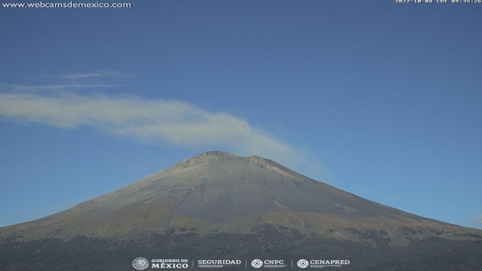 Identifican 176 exhalaciones de baja intensidad en el Popocatépetl