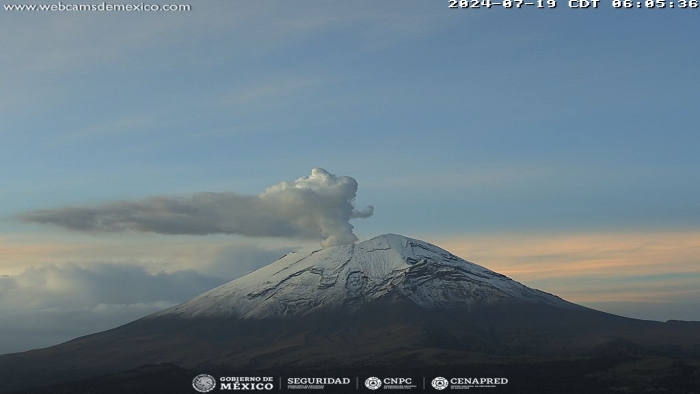 Popocatépetl registra 42 exhalaciones