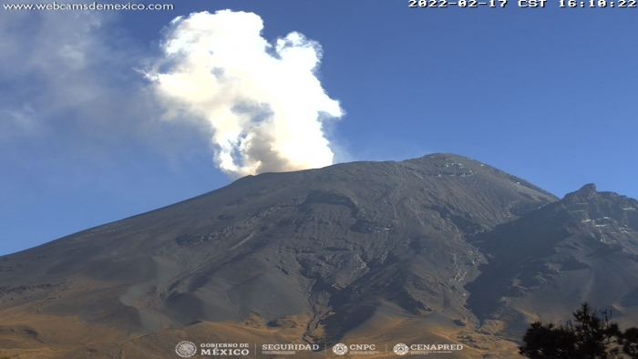 Volcán Popocetepétl emite 71 exhalaciones de baja intensidad