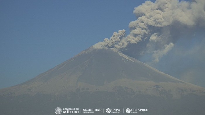 CENAPRED detecta 37 exhalaciones del Popocatépetl