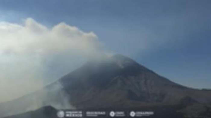 Actividad del volcán Popocatépetl, corte de las 9:00 h del sábado 16 de marzo