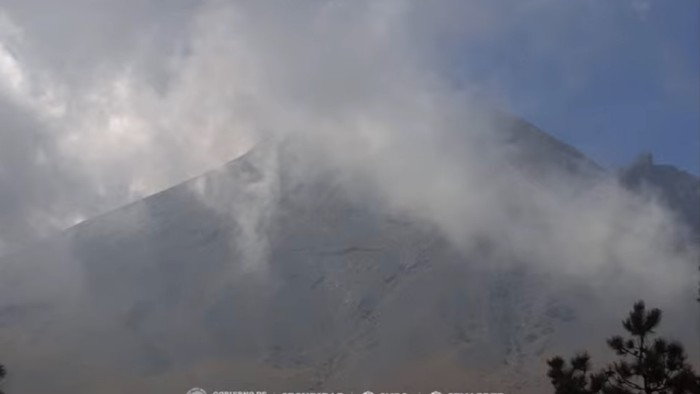 Actividad del volcán Popocatépetl, corte de las 9:00 h del martes 19 de marzo