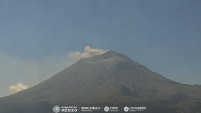 Actividad del volcán Popocatépetl, corte de las 9:00 h del viernes 22 de marzo