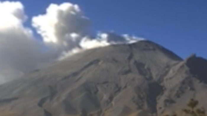 Actividad del volcán Popocatépetl, corte de las 9:00 h del sábado 23 de marzo