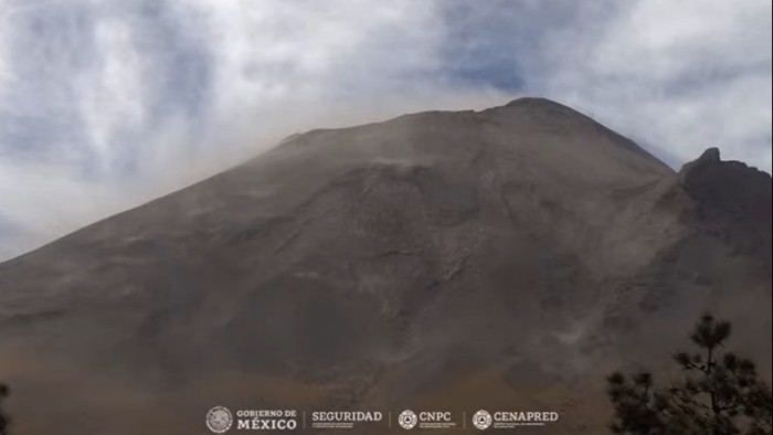 Actividad del volcán Popocatépetl, corte de las 9:00 h del lunes 25 de marzo