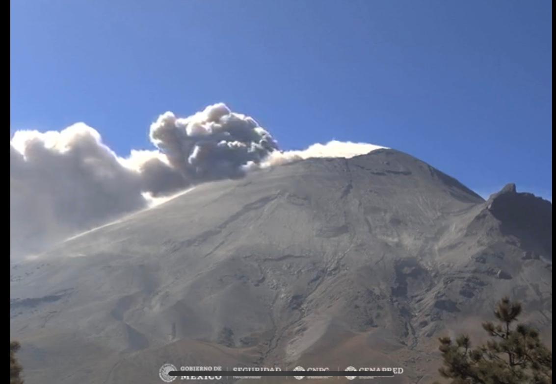 Actividad del volcán Popocatépetl, corte de las 9:00 h del sábado 2 de marzo