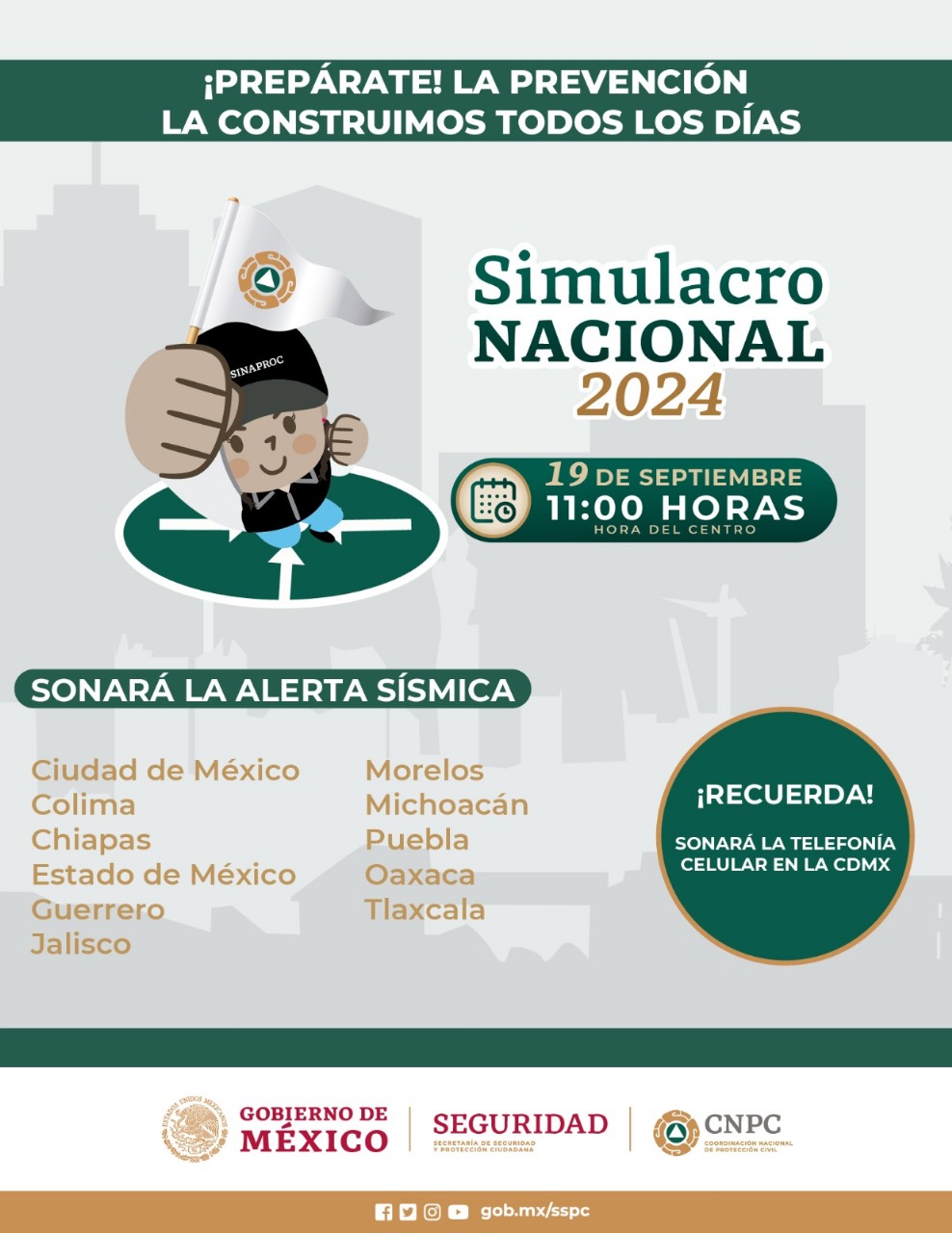 Gobierno de México convoca a participar en Simulacro Nacional 2024